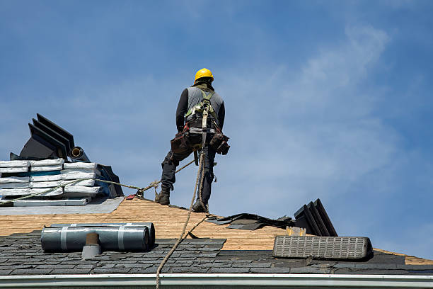 Professional Gutter Installation technician working in Hamilton, TX
